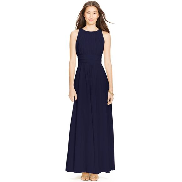 Lauren Ralph Lauren Sleeveless Ruched Gown - Picture 1 of 3
